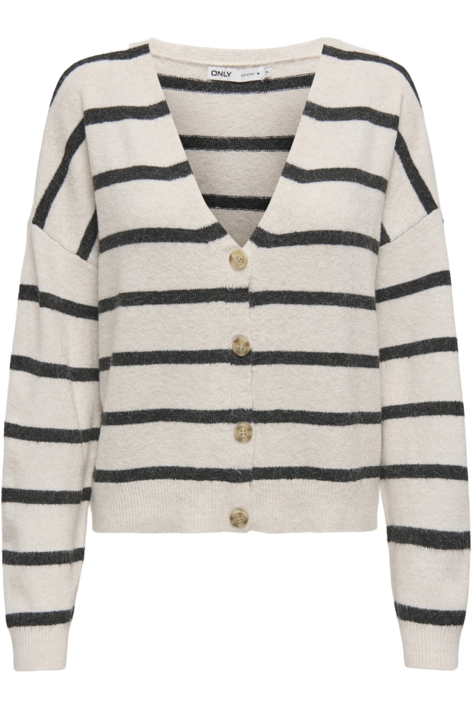 ONLRICA LIFE L/S V-NECK CARDIGAN KN 15340017 BIRCH/BLACK